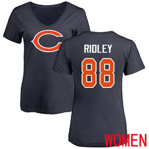 Chicago Bears Navy Blue Women Riley Ridley Name and Number Logo NFL Football #88 T Shirt